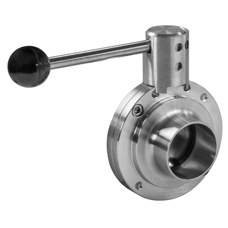 STEEL & OBRIEN 1-1/2" Butterfly Valve, Pull Handle/Clamp Ends, 304-Viton BFVPW-1.5-304-VITON